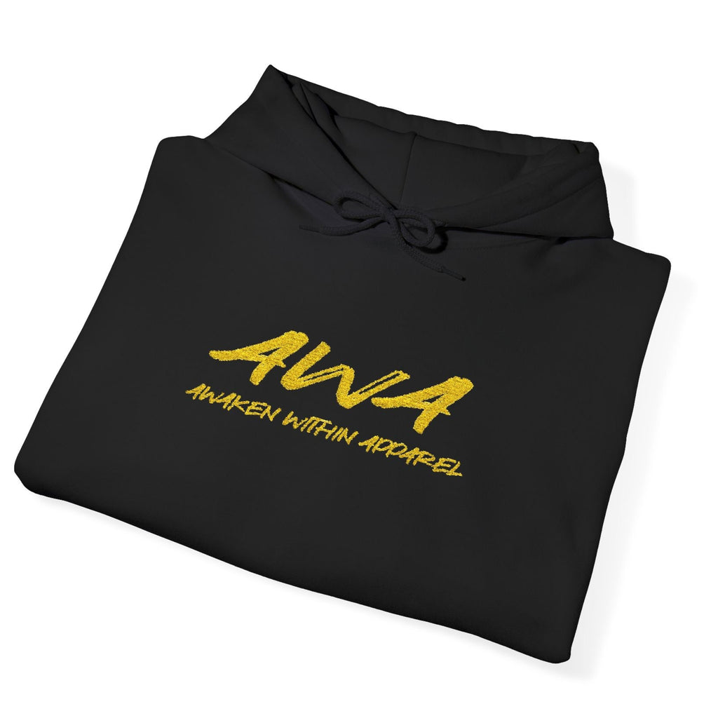 AWA Gold Script Hoodie — Awaken Within Apparel Graphic Sweatshirt