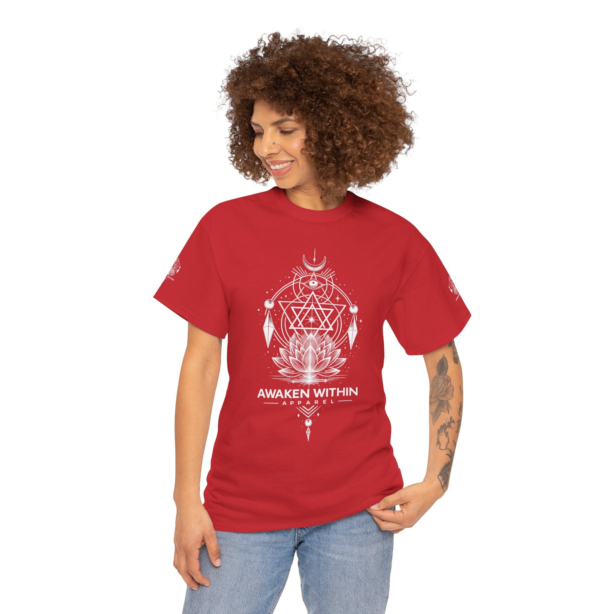 'Awaken Within' Spiritual Lotus Sacred Geometry T-Shirt