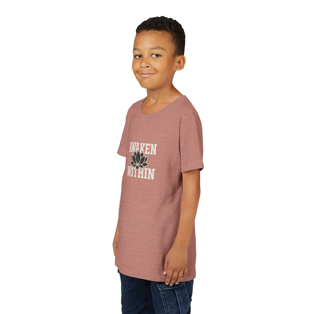 Youth Tee — "Awaken Within" Lotus Front & "It's a New Day" Back Inspirational Shirt