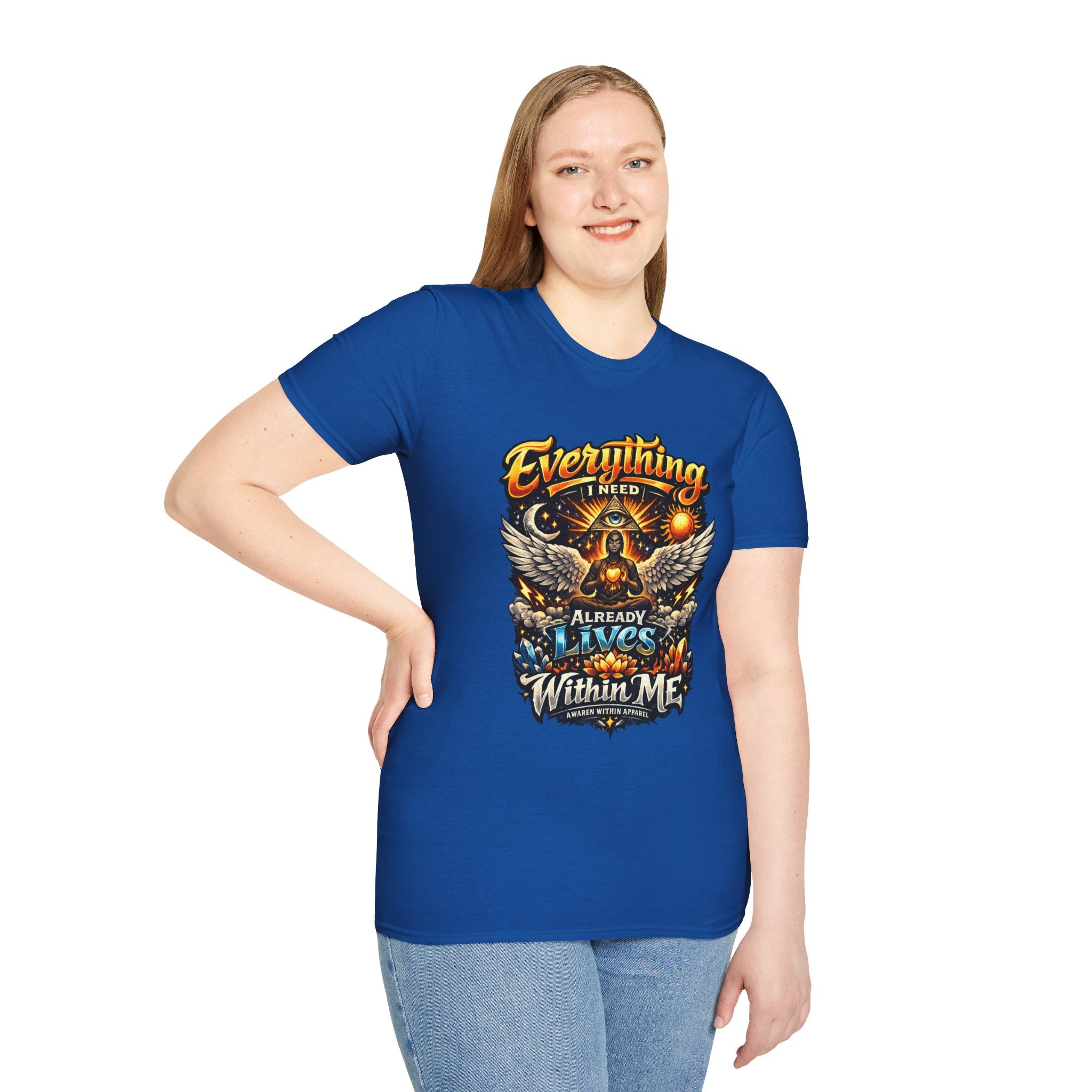 Spiritual Graphic T-Shirt — "Everything I Need Already Lives Within Me" - Awaken Within Apparel