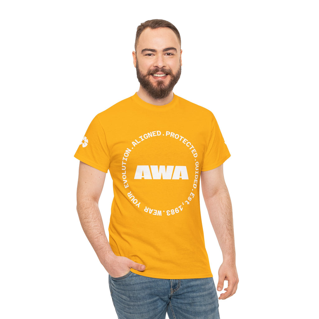 AWA Circle Logo Tee — Bold Black Graphic T‑Shirt with 'AWA' Emblem