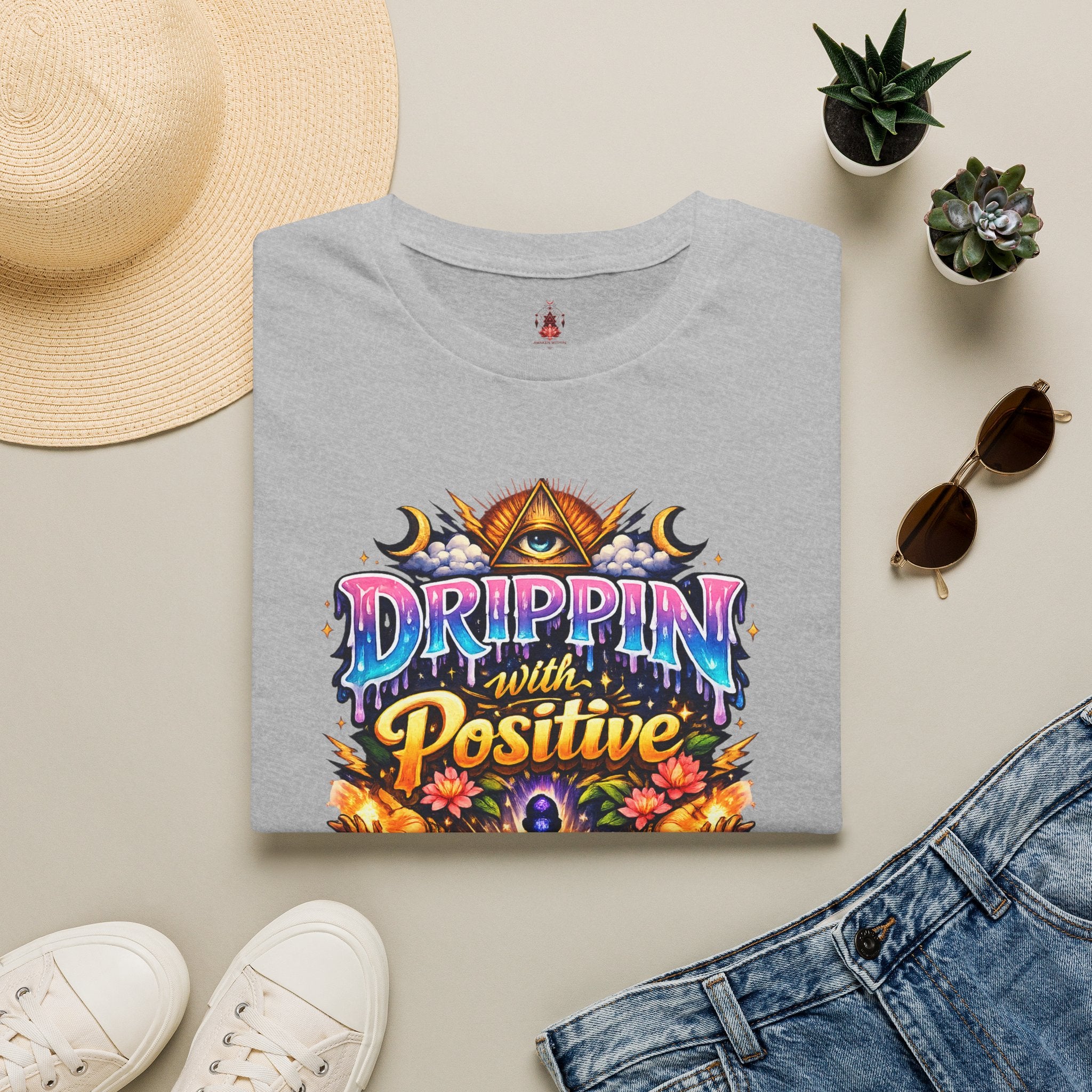 Positive Energy T-Shirt — 'Drippin' with Positive' Psychedelic Graphic Tee