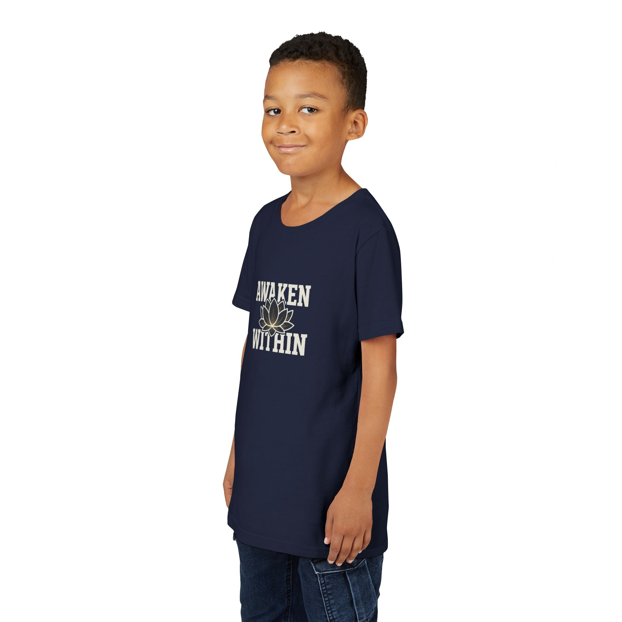 Youth Tee — "Awaken Within" Lotus Front & "It's a New Day" Back Inspirational Shirt