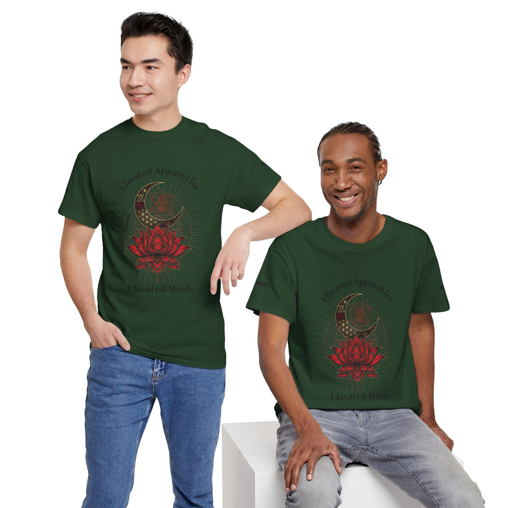Lotus Moon Tee — "Elevated Minds" Spiritual Graphic T-Shirt - Awaken Within Apparel