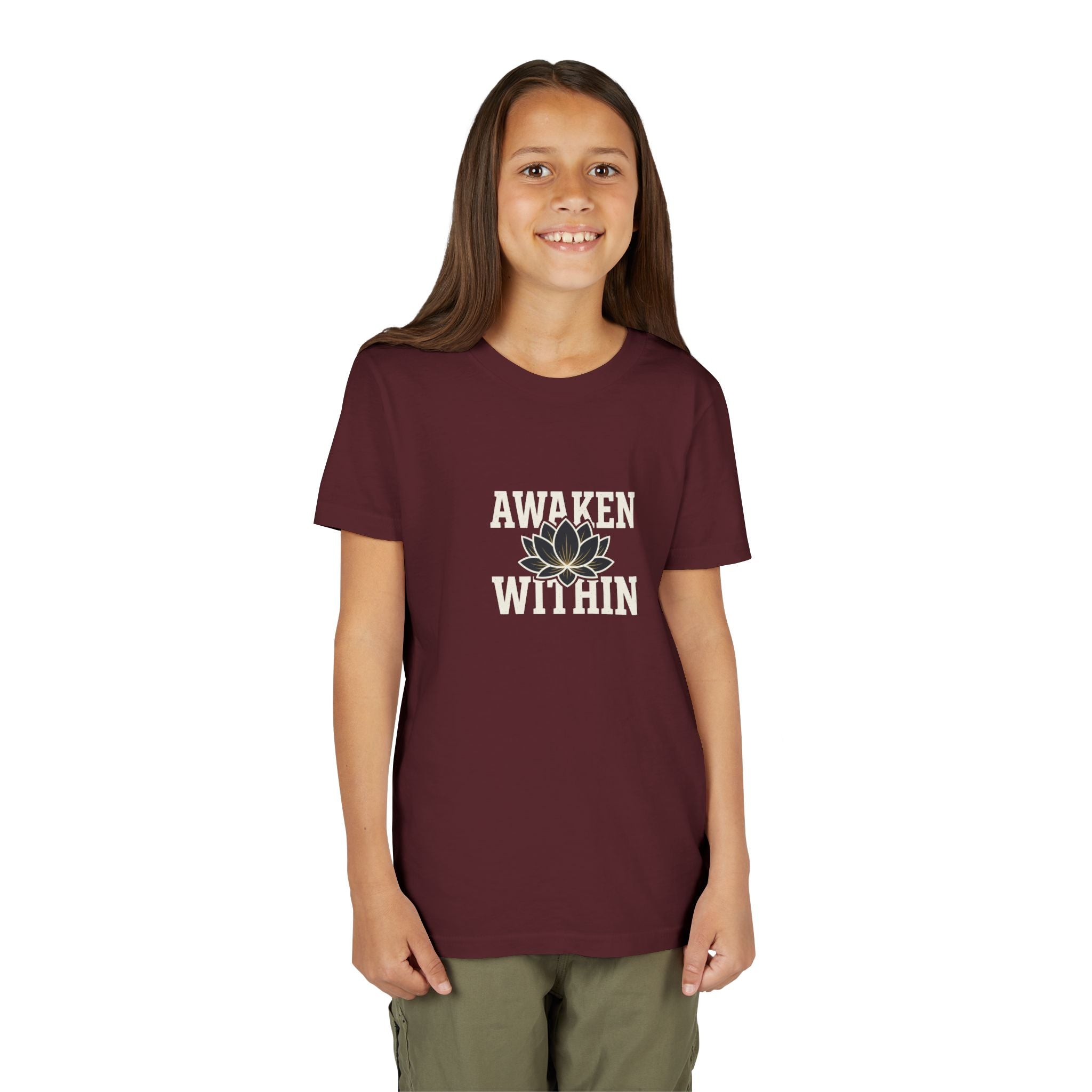 Youth Tee — "Awaken Within" Lotus Front & "It's a New Day" Back Inspirational Shirt