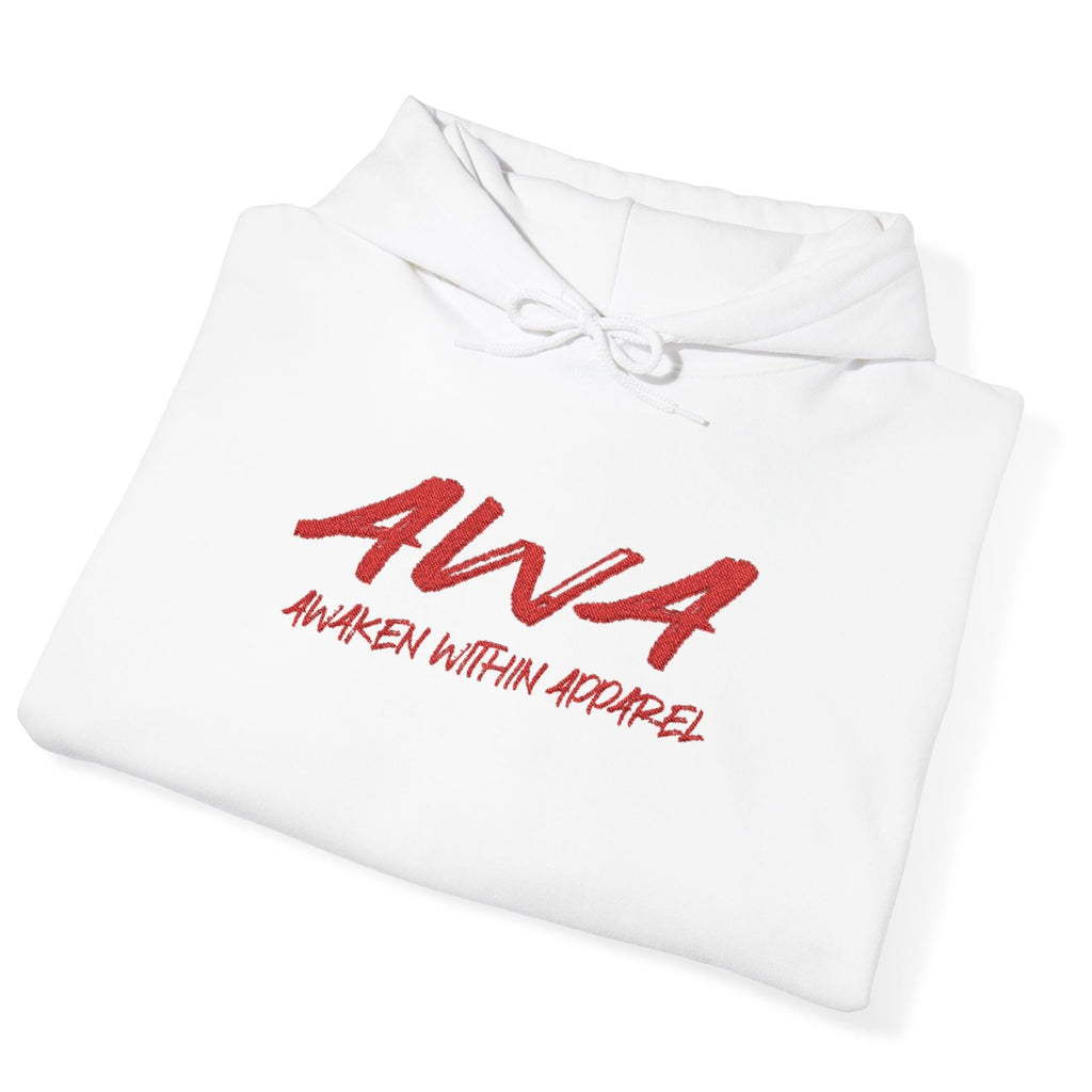 AWA Red Script Hoodie — Awaken Within Apparel Graphic Sweatshirt