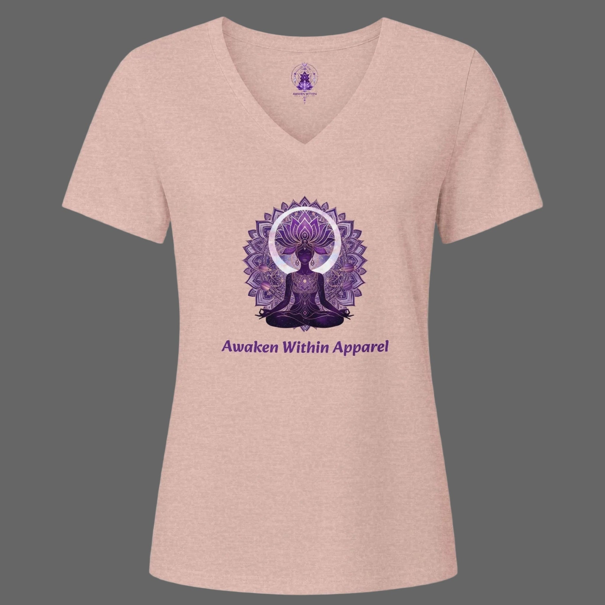 Meditation Mandala V-Neck Tee — "Awaken Within" Women's Spiritual Yoga Shirt