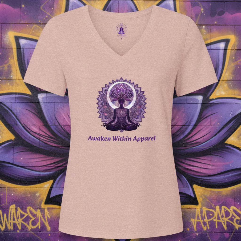 Meditation Mandala V-Neck Tee — "Awaken Within" Women's Spiritual Yoga Shirt