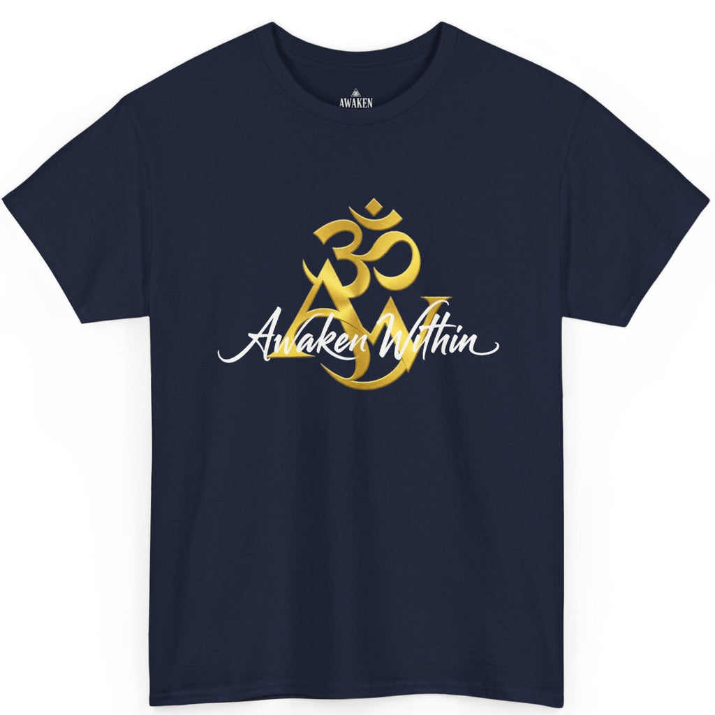 AW Om Composite Tee — Gold Sacred Symbol Graphic T-Shirt