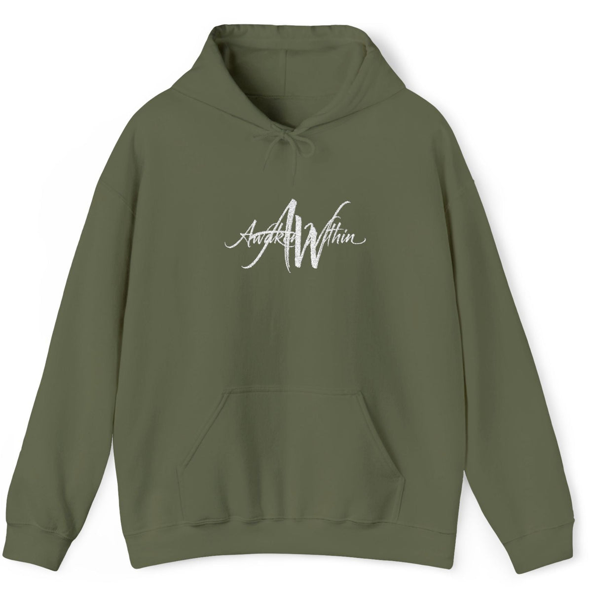 AW Script Wordmark Hoodie — Awaken Within Graphic Pullover Sweatshirt