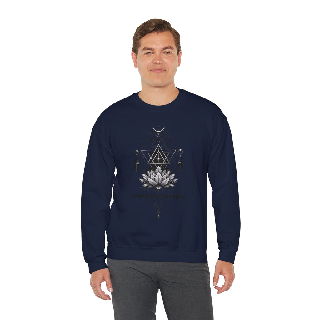 Lotus & Geometric Spiritual Crewneck Sweatshirt