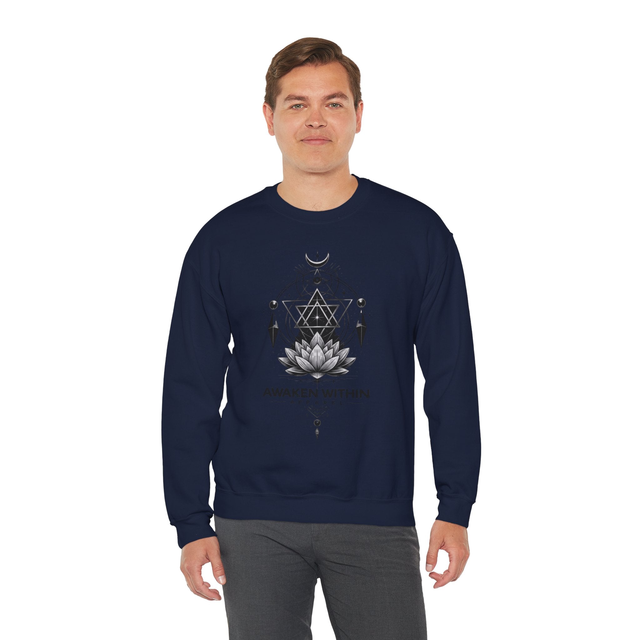 Lotus & Geometric Spiritual Crewneck Sweatshirt