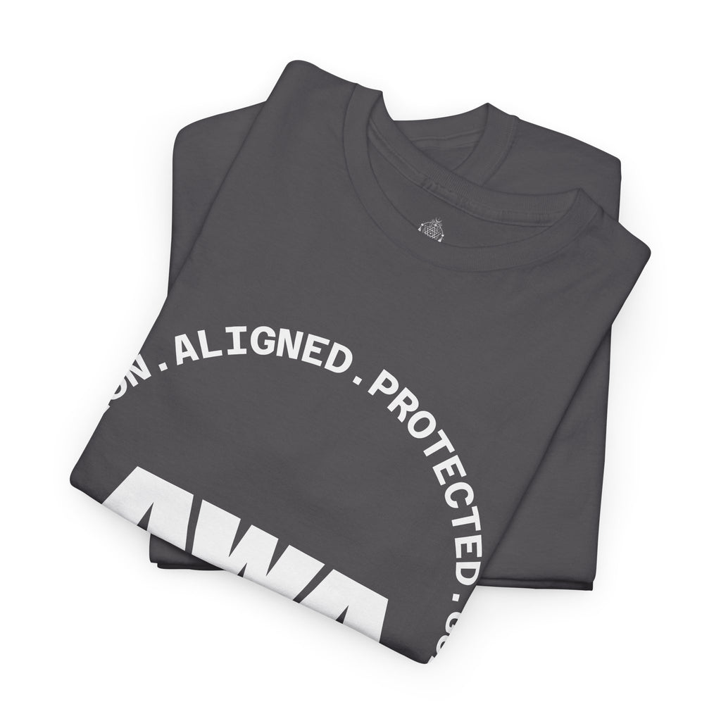 AWA Circle Logo Tee — Bold Black Graphic T‑Shirt with 'AWA' Emblem