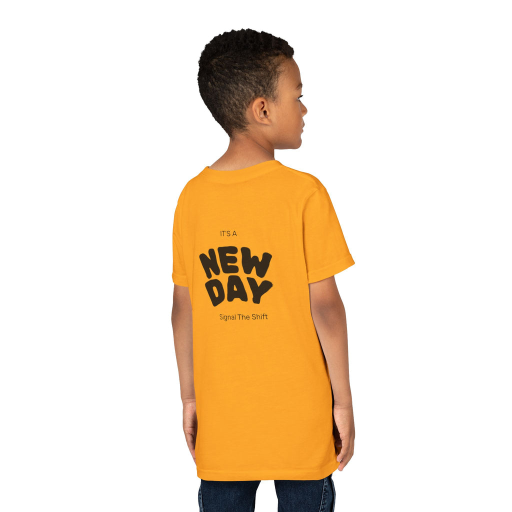 Youth Tee — "Awaken Within" Lotus Front & "It's a New Day" Back Inspirational Shirt