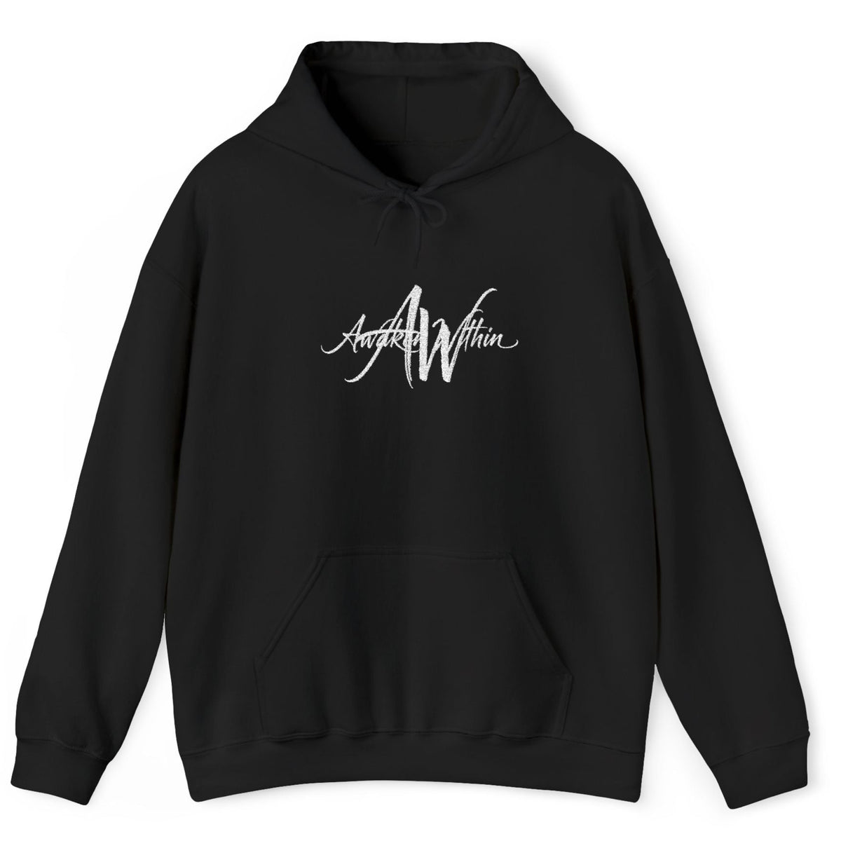 AW Script Wordmark Hoodie — Awaken Within Graphic Pullover Sweatshirt