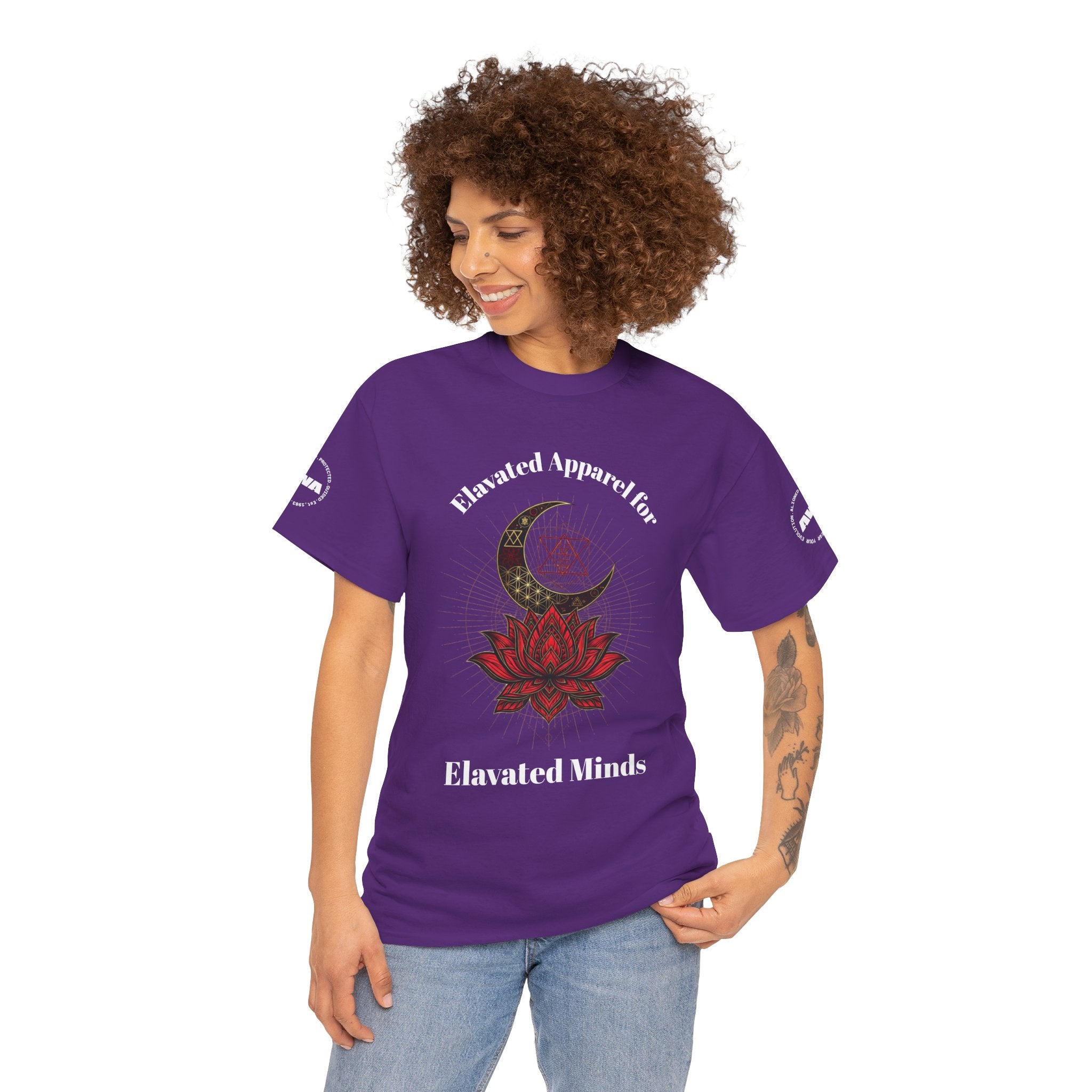 Elevated Minds Lotus Tee — Spiritual Graphic T-Shirt with Moon & Lotus - Awaken Within Apparel