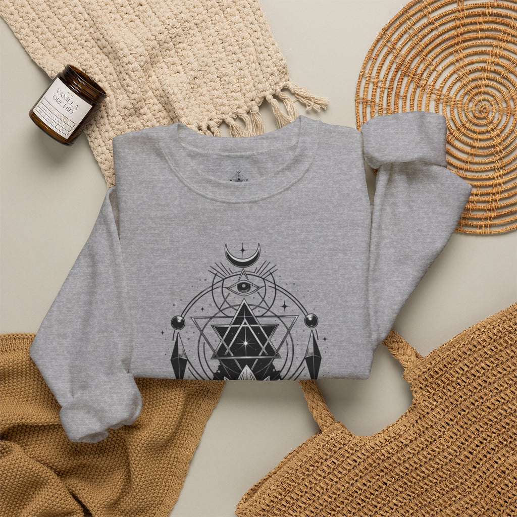 Lotus & Geometric Spiritual Crewneck Sweatshirt