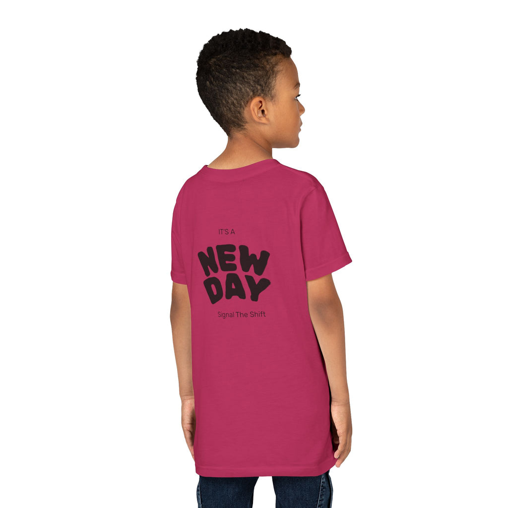 Youth Tee — "Awaken Within" Lotus Front & "It's a New Day" Back Inspirational Shirt
