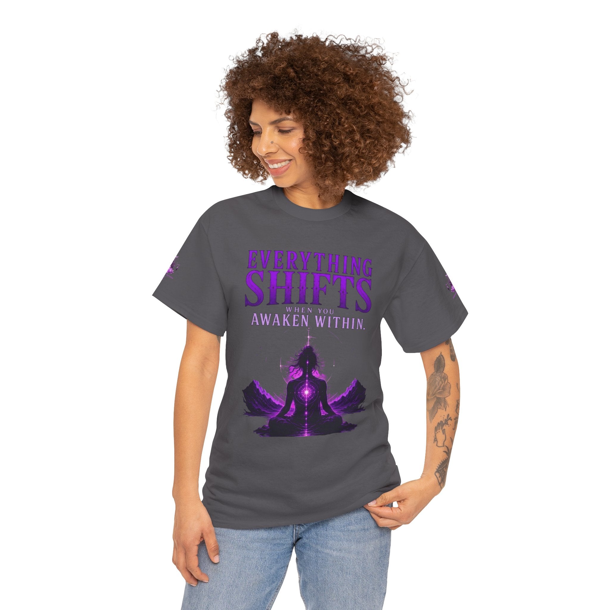 Spiritual Meditation T-Shirt — "Everything Shifts When You Awaken Within" Yoga Tee - Awaken Within Apparel