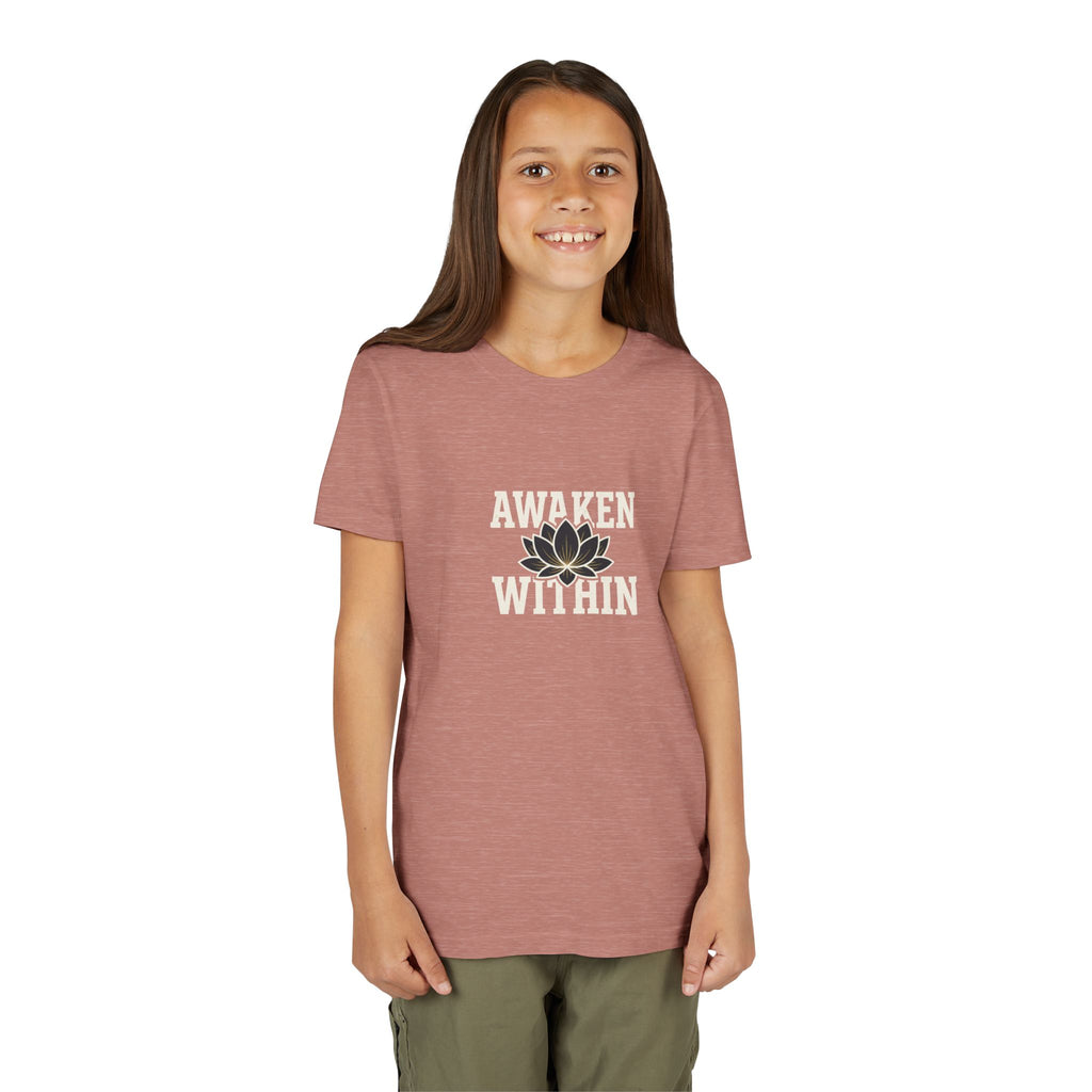 Youth Tee — "Awaken Within" Lotus Front & "It's a New Day" Back Inspirational Shirt