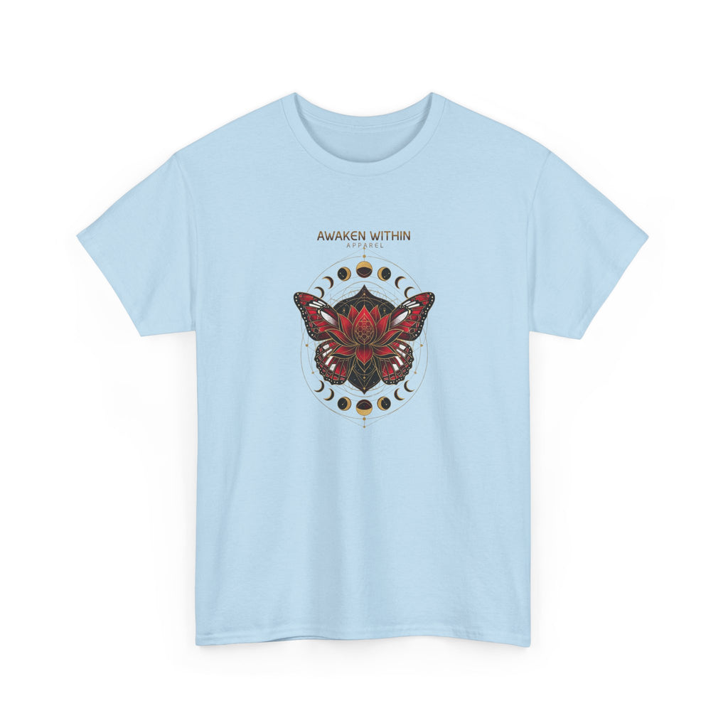 Awaken Within Tee — Red Lotus & Moth Spiritual Graphic T-Shirt