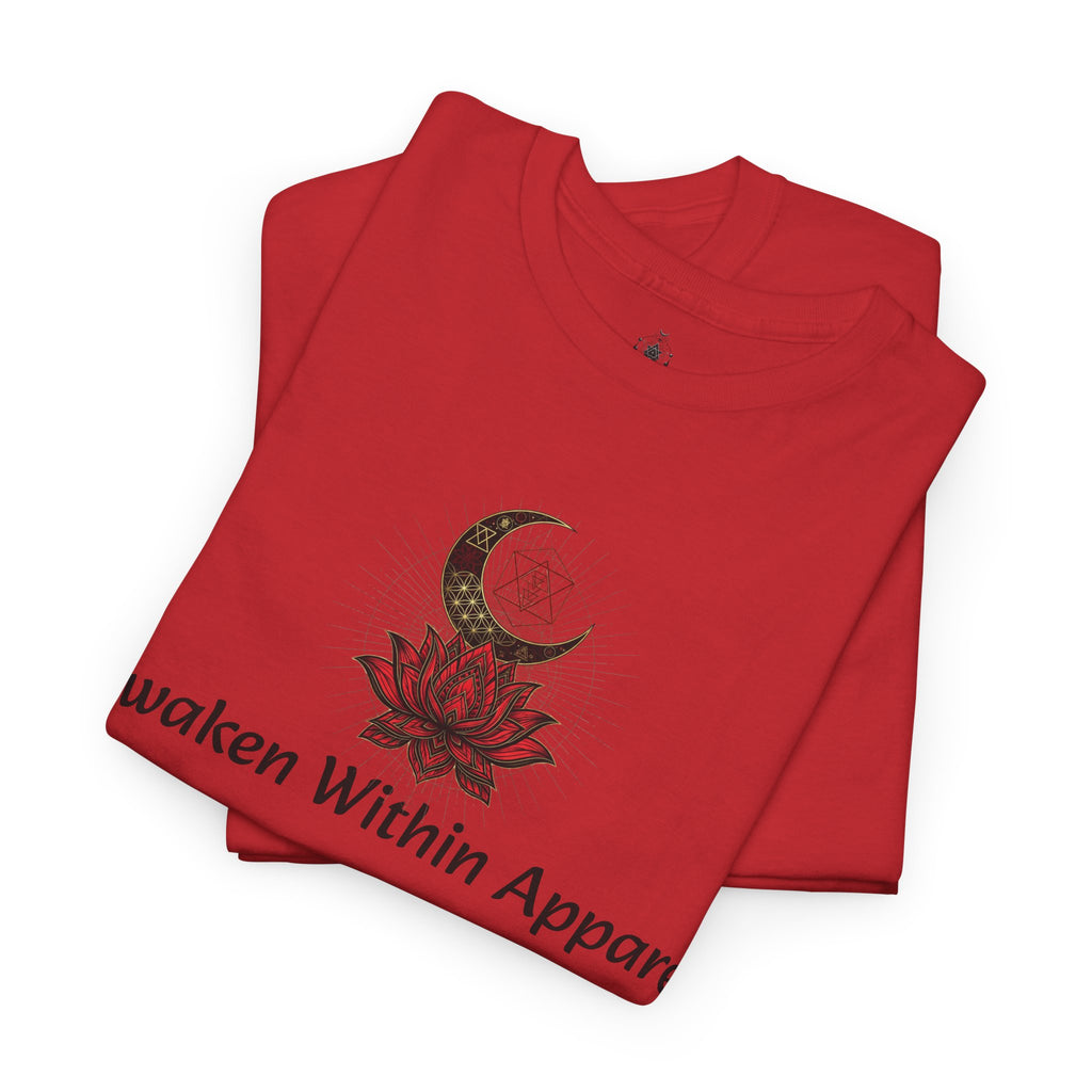 Awaken Within Apparel Tee — Crescent Moon & Sun Spiritual Graphic T-Shirt