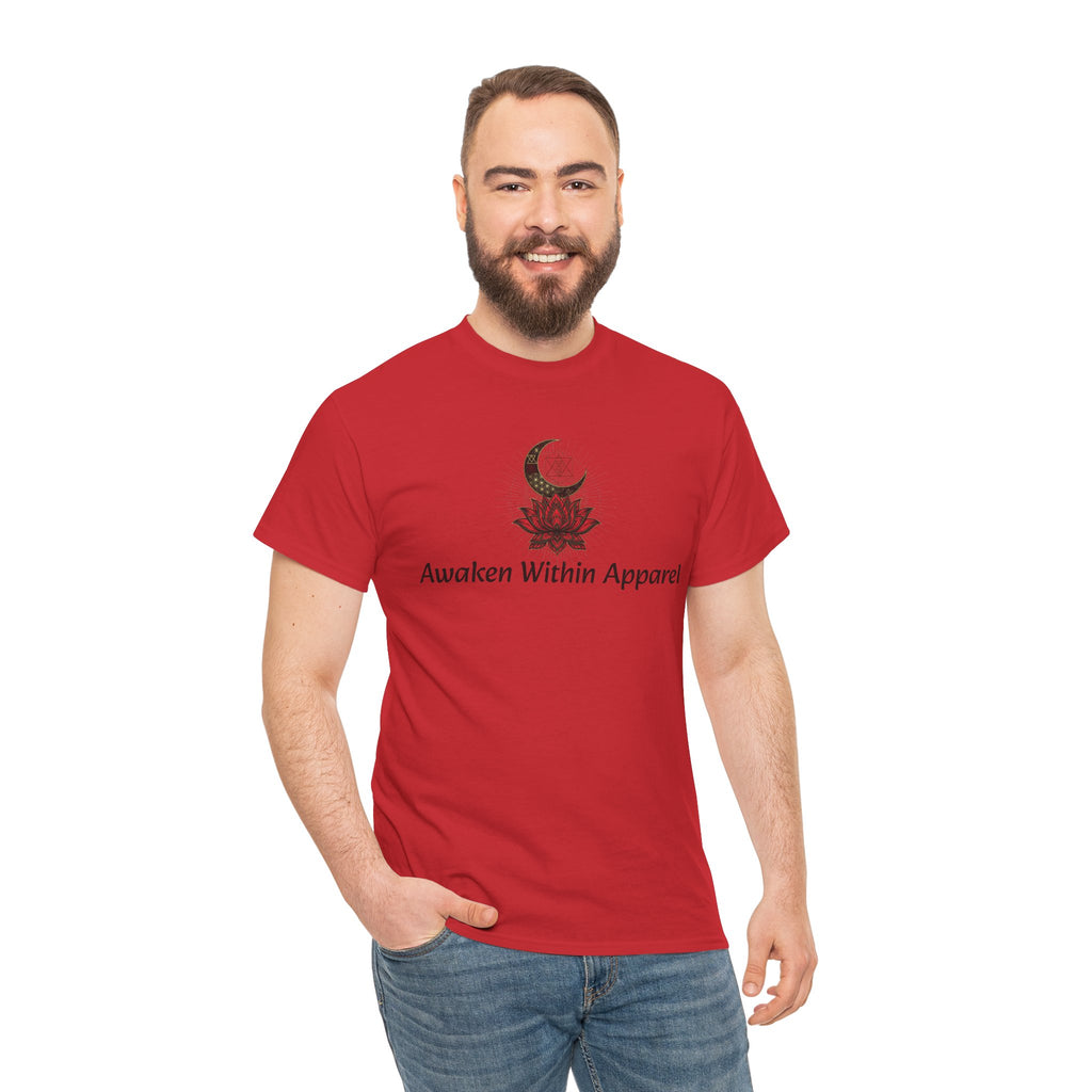 Awaken Within Apparel Tee — Crescent Moon & Sun Spiritual Graphic T-Shirt