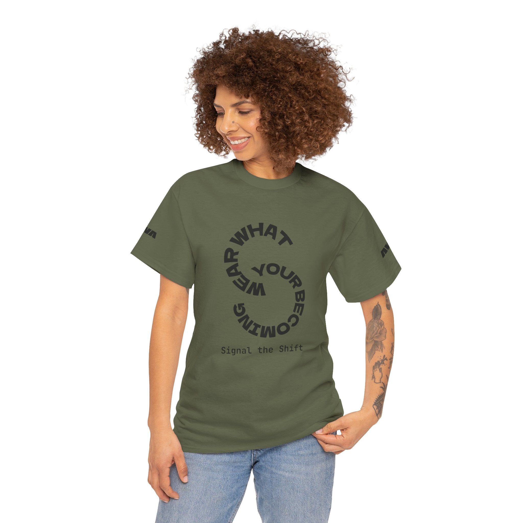 Circular "Wear What You're Becoming" Graphic Tee — Minimal Inspirational T-Shirt