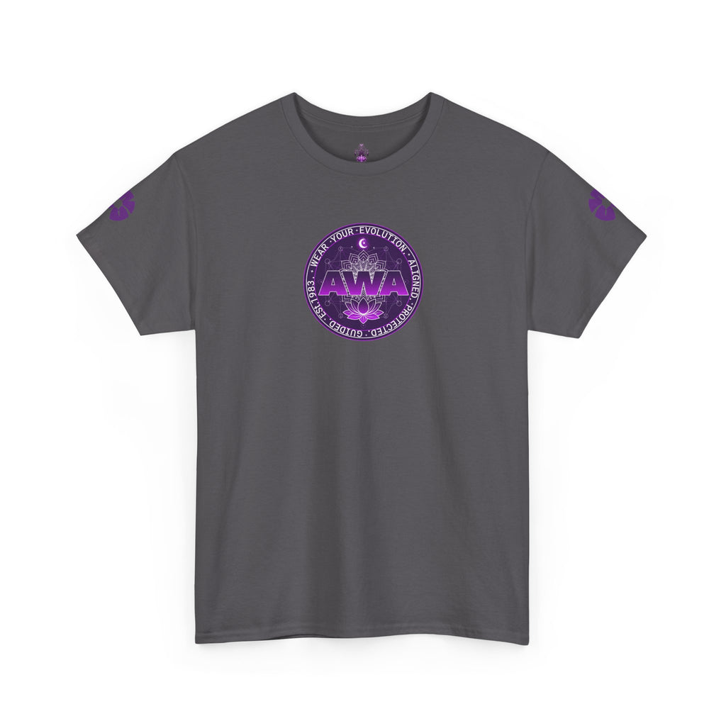 AWA Evolution Logo Purple Retro Space Graphic Tee