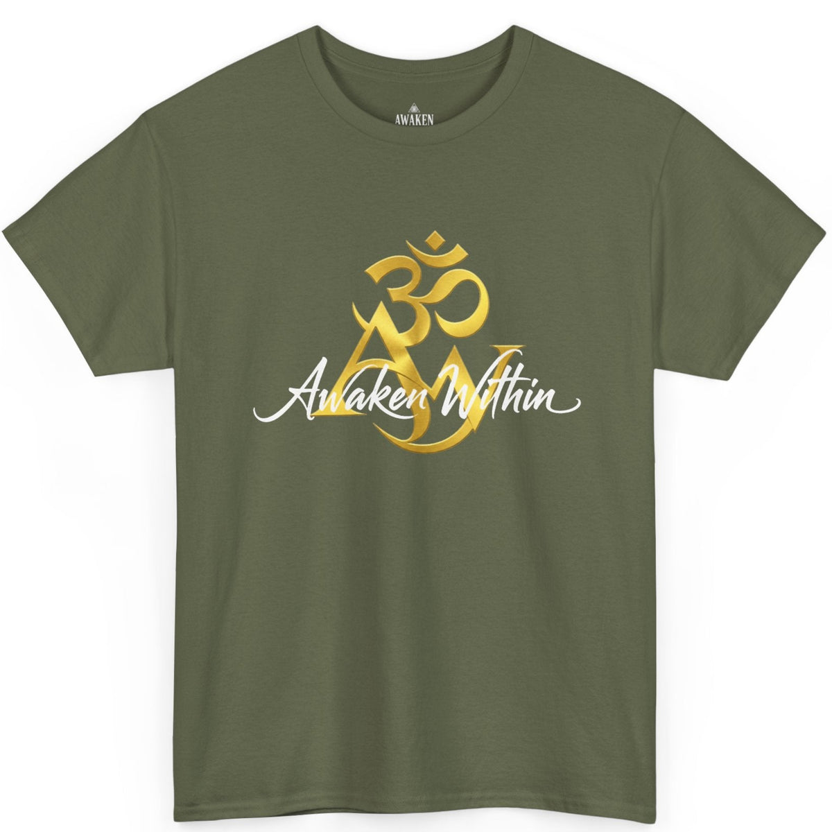 AW Om Composite Tee — Gold Sacred Symbol Graphic T-Shirt