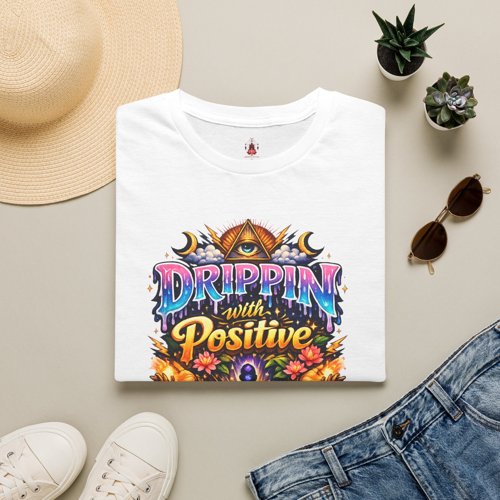 Positive Energy T-Shirt — 'Drippin' with Positive' Psychedelic Graphic Tee