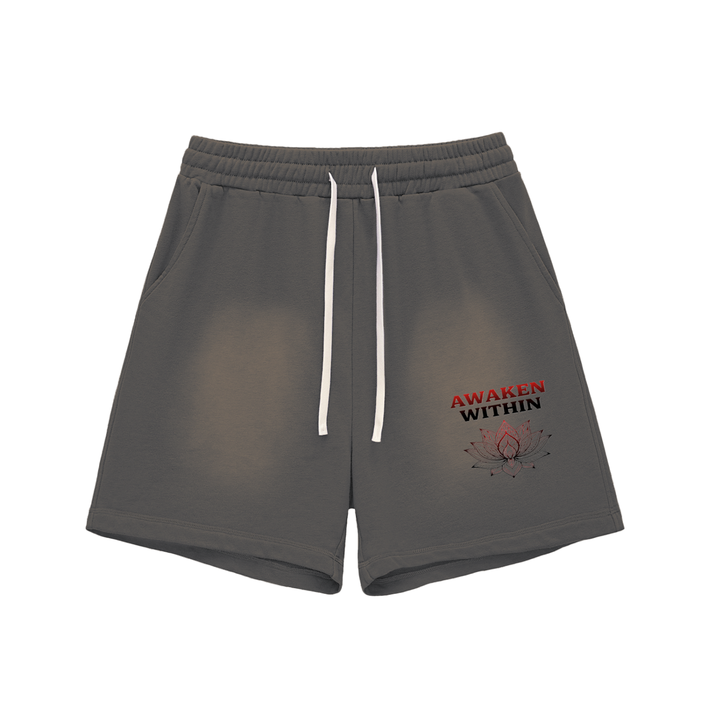 Awaken Within Apparel Lotus Flower- Sun Fade Raw Edge Cotton Shorts