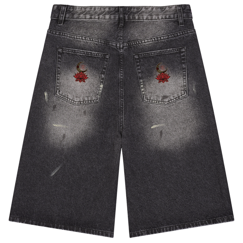 Awaken Within Apparel Men’s Vintage Wash Wide Leg Denim Shorts