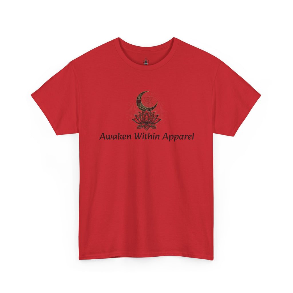 Awaken Within Apparel Tee — Crescent Moon & Sun Spiritual Graphic T-Shirt