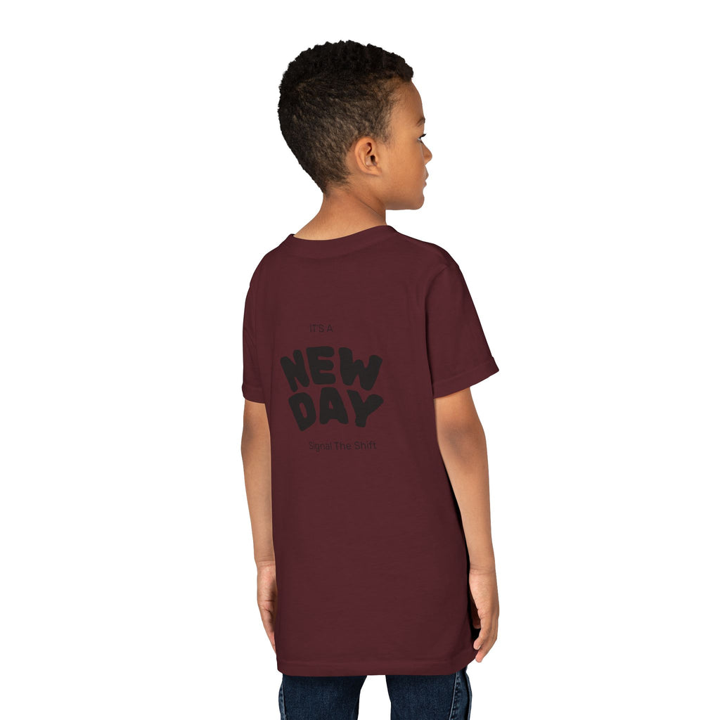 Youth Tee — "Awaken Within" Lotus Front & "It's a New Day" Back Inspirational Shirt