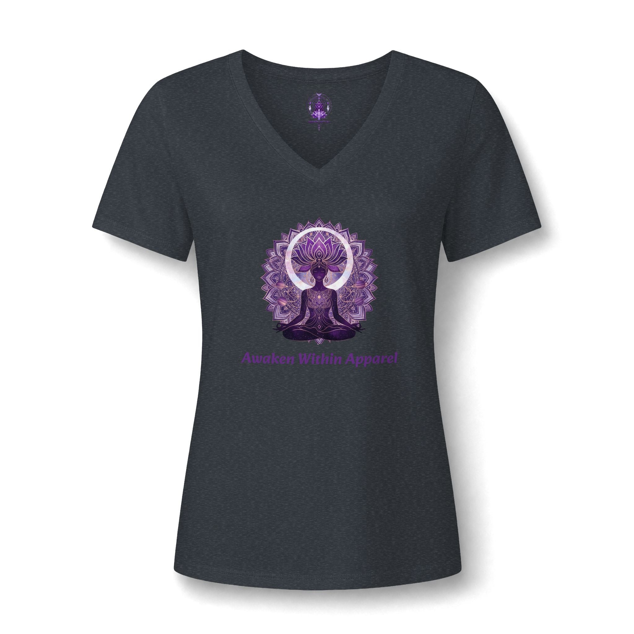 Meditation Mandala V-Neck Tee — "Awaken Within" Women's Spiritual Yoga Shirt