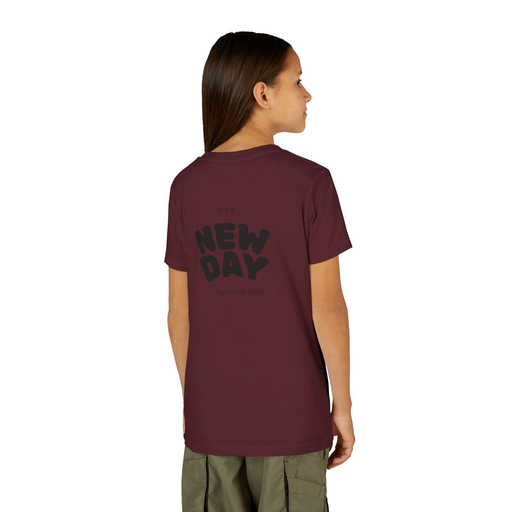 Youth Tee — "Awaken Within" Lotus Front & "It's a New Day" Back Inspirational Shirt