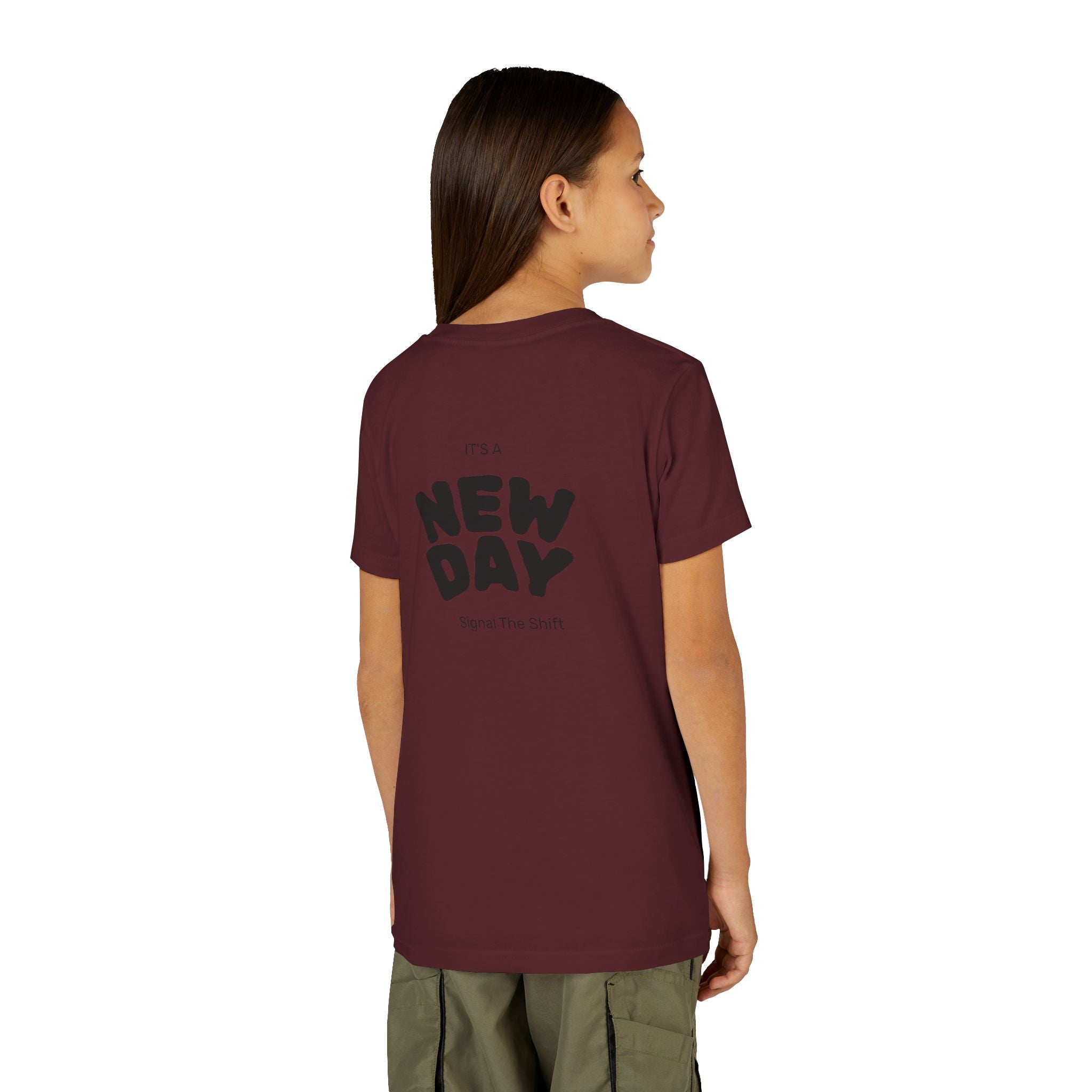 Youth Tee — "Awaken Within" Lotus Front & "It's a New Day" Back Inspirational Shirt