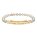 Engraved Natural Stone Stretch Bar Bracelet — Custom "Divine Prasence" Beaded Bracelet