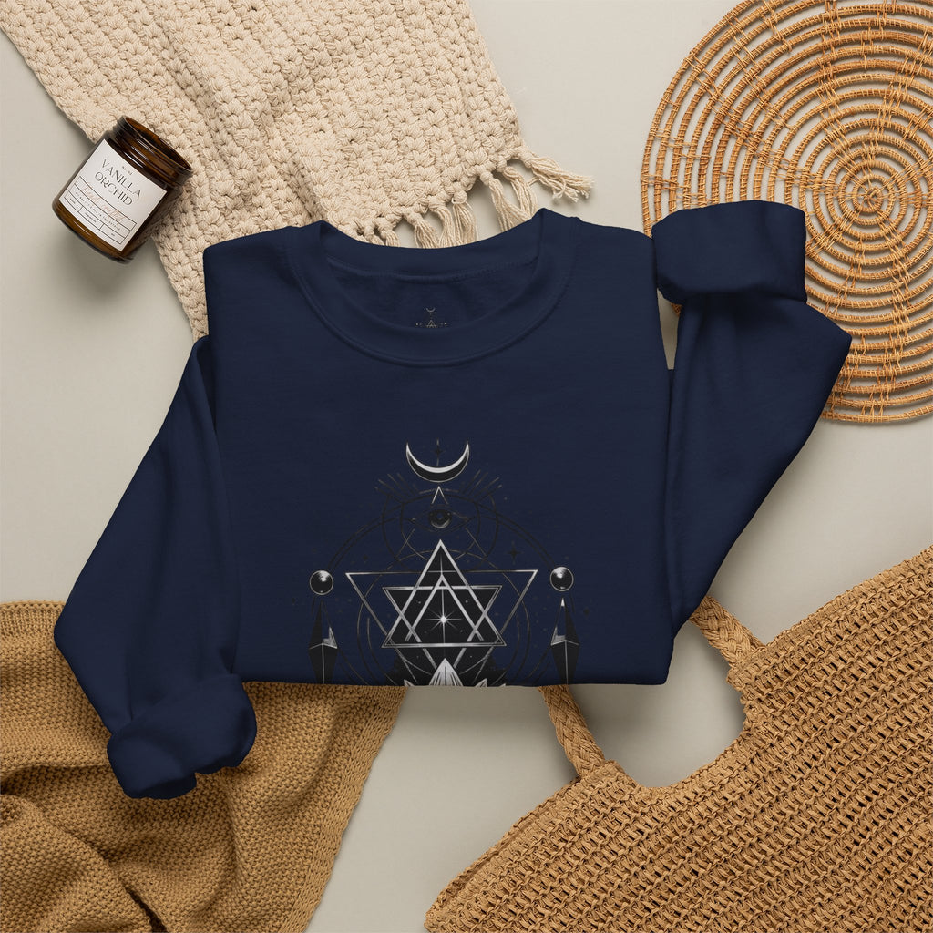 Lotus & Geometric Spiritual Crewneck Sweatshirt