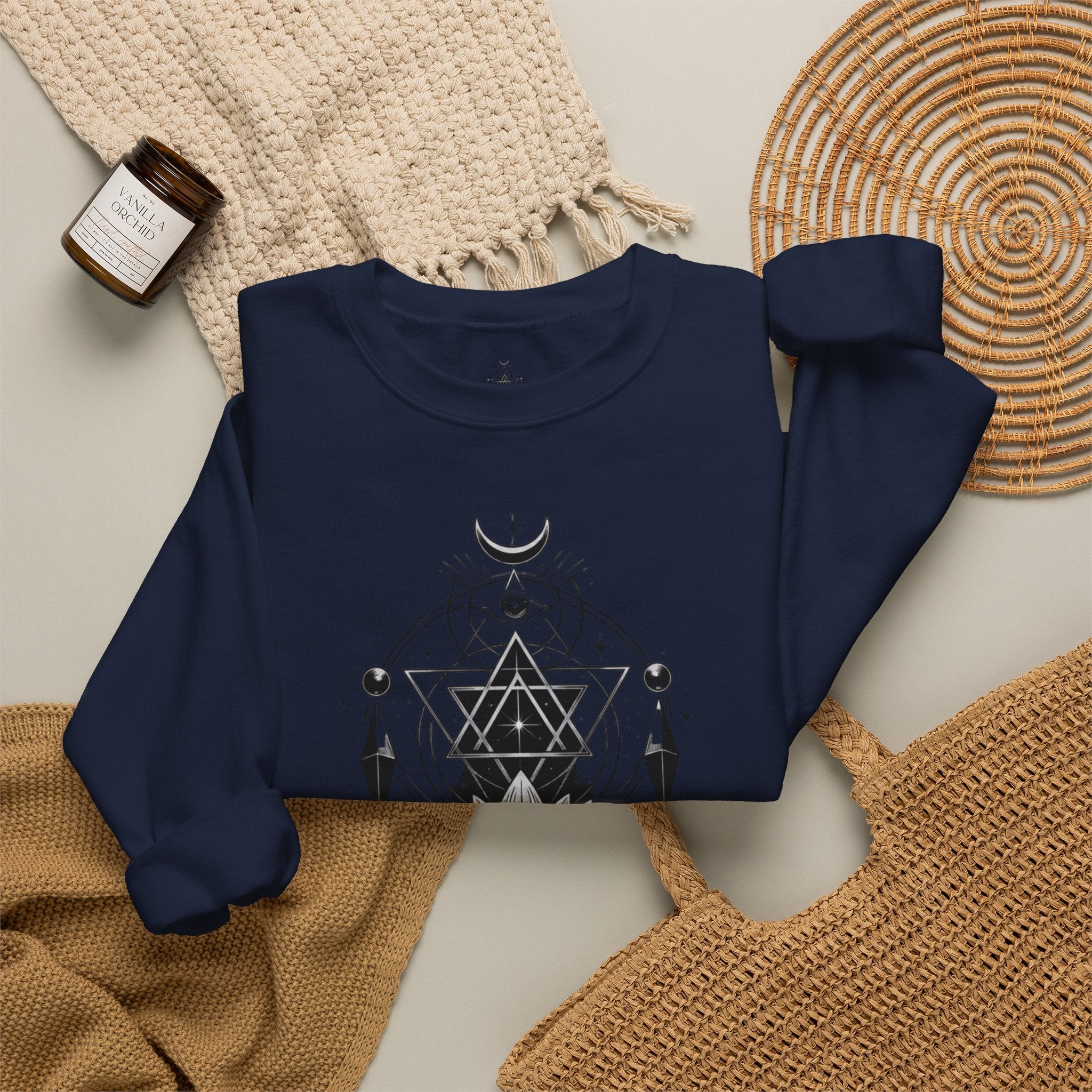 Lotus & Geometric Spiritual Crewneck Sweatshirt
