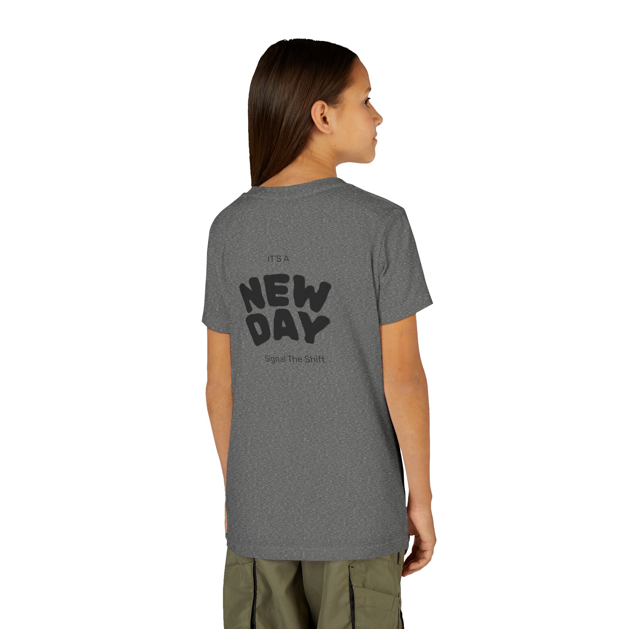Youth Tee — "Awaken Within" Lotus Front & "It's a New Day" Back Inspirational Shirt
