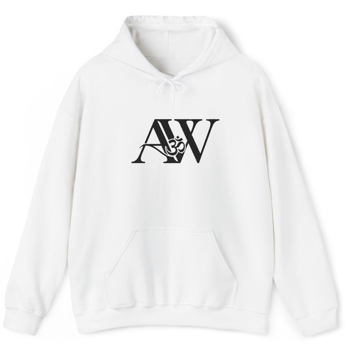 AWA Hero Logo Hoodie — AW Om Serif Monogram Pullover Sweatshirt