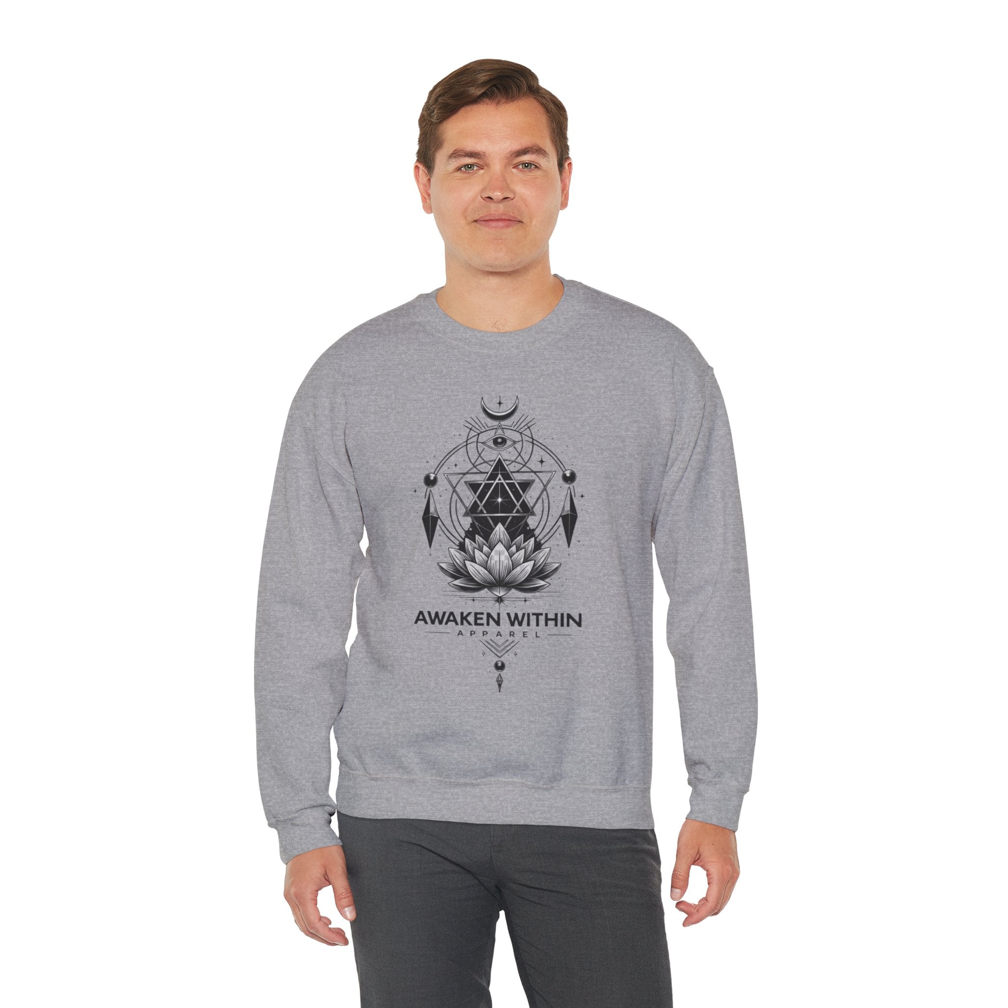 Lotus & Geometric Spiritual Crewneck Sweatshirt