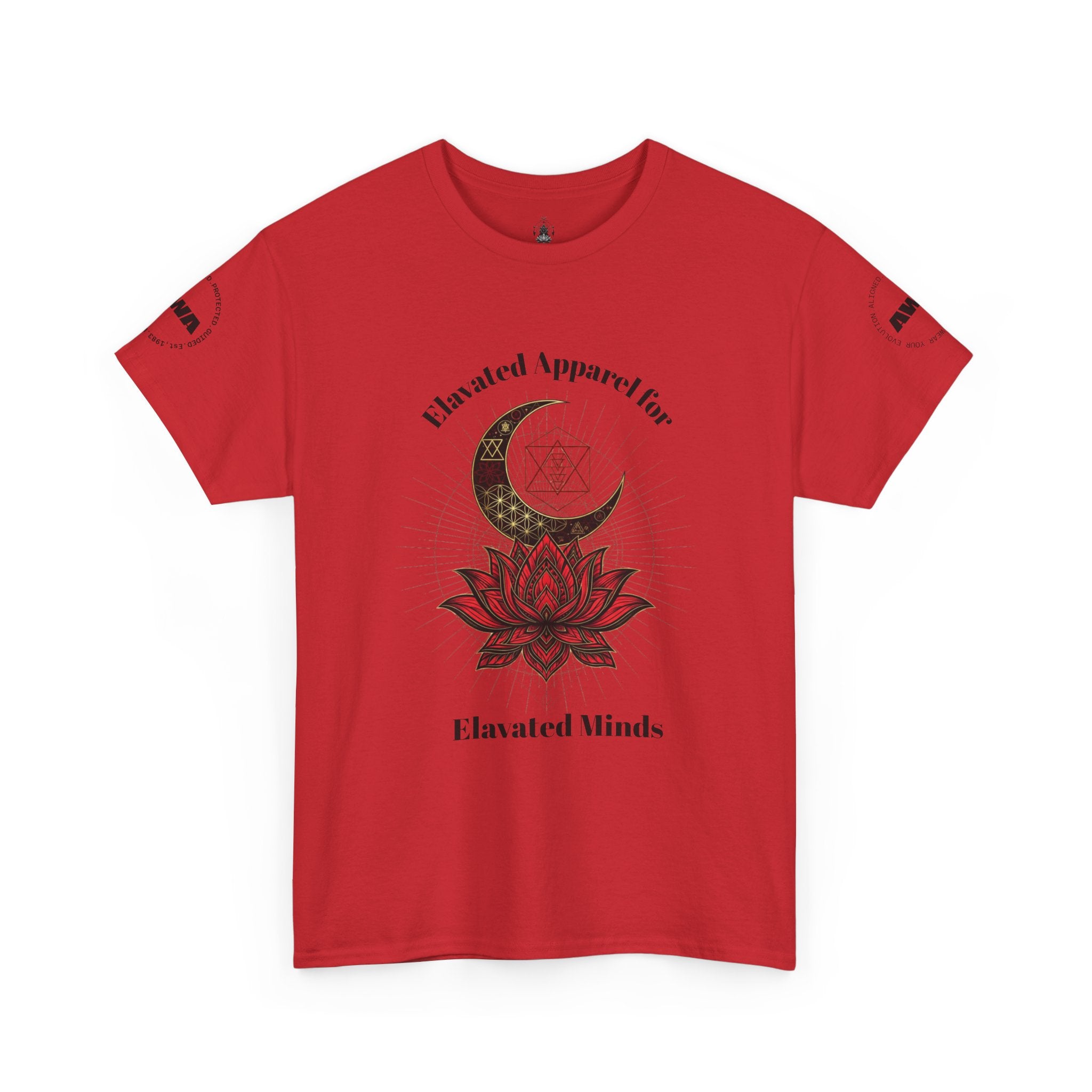 Lotus Moon Tee — "Elevated Minds" Spiritual Graphic T-Shirt - Awaken Within Apparel