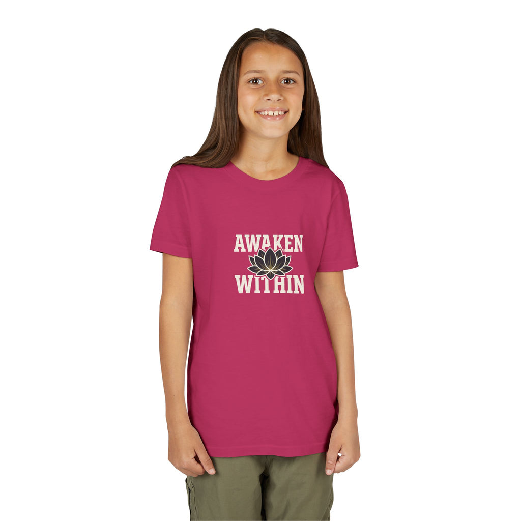 Youth Tee — "Awaken Within" Lotus Front & "It's a New Day" Back Inspirational Shirt