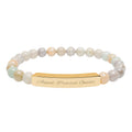 Engravable Natural Stone Bar Bracelet — Personalized Stretch Beaded Bracelet