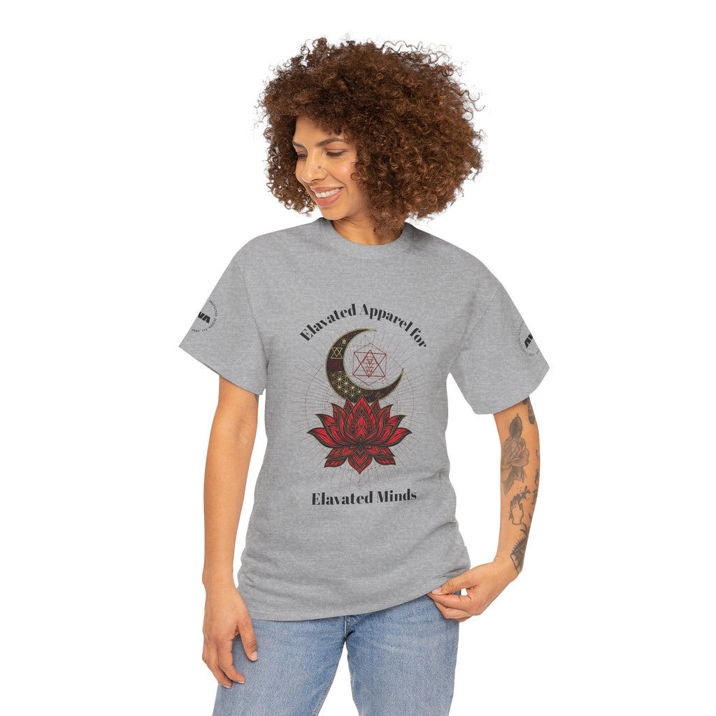 Lotus Moon Tee — "Elevated Minds" Spiritual Graphic T-Shirt - Awaken Within Apparel