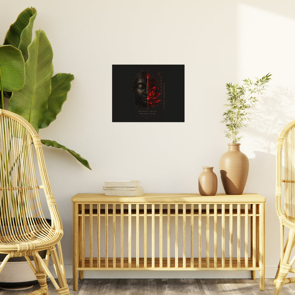 Foam Board - Red Lotus Buddha Wall Art | 'Beyond Limits Beyond Fear' Motivational Decor