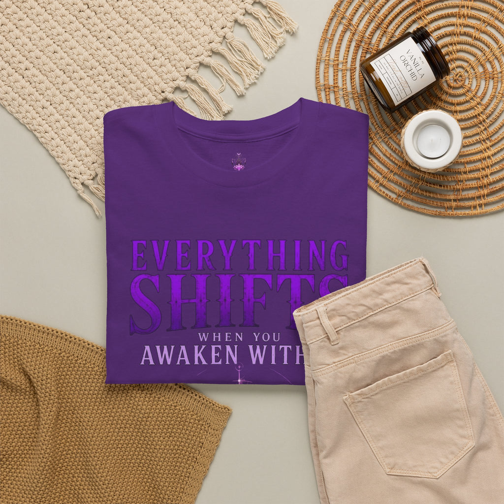 Spiritual Meditation T-Shirt — "Everything Shifts When You Awaken Within" Yoga Tee - Awaken Within Apparel
